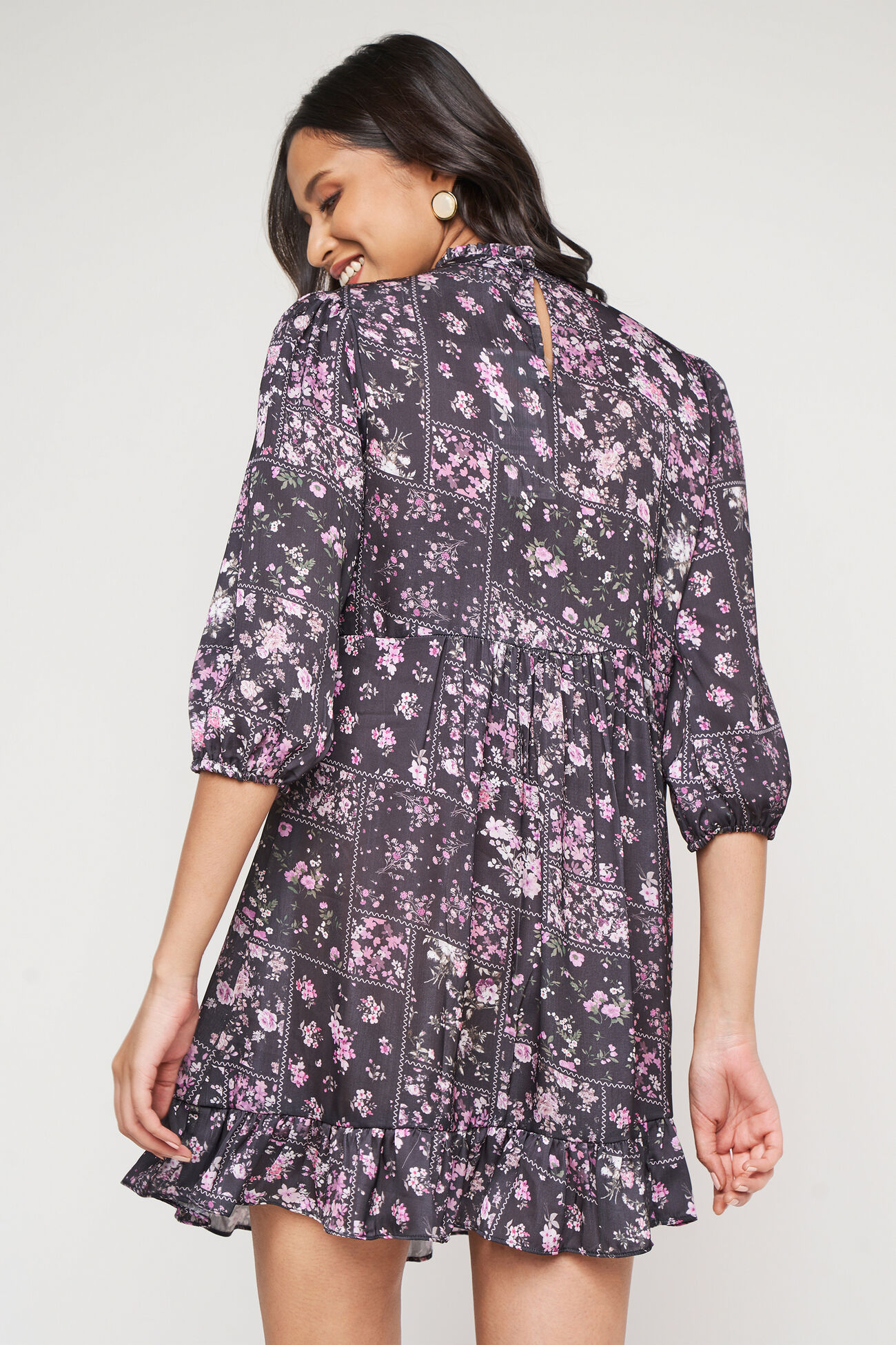 Multi Color Floral Flounce Dress, Multi Color, image 4